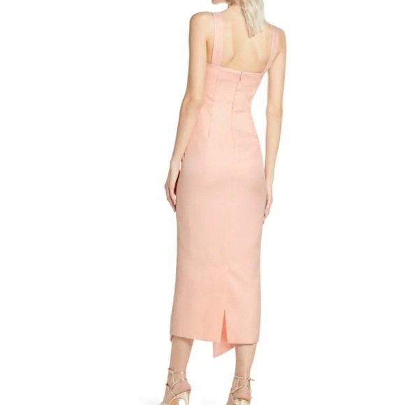 Fame and Partners Peach Bodycon Maxi Dress Button Down Sweetheart Neckline - Picture 2 of 8